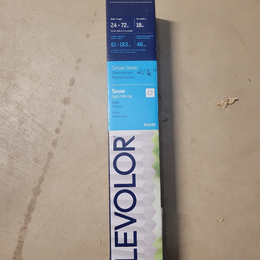 LEVOLOR Trim+Go 21 1/2” x 72” Snow Light Filtering Cordless Cellular Shade